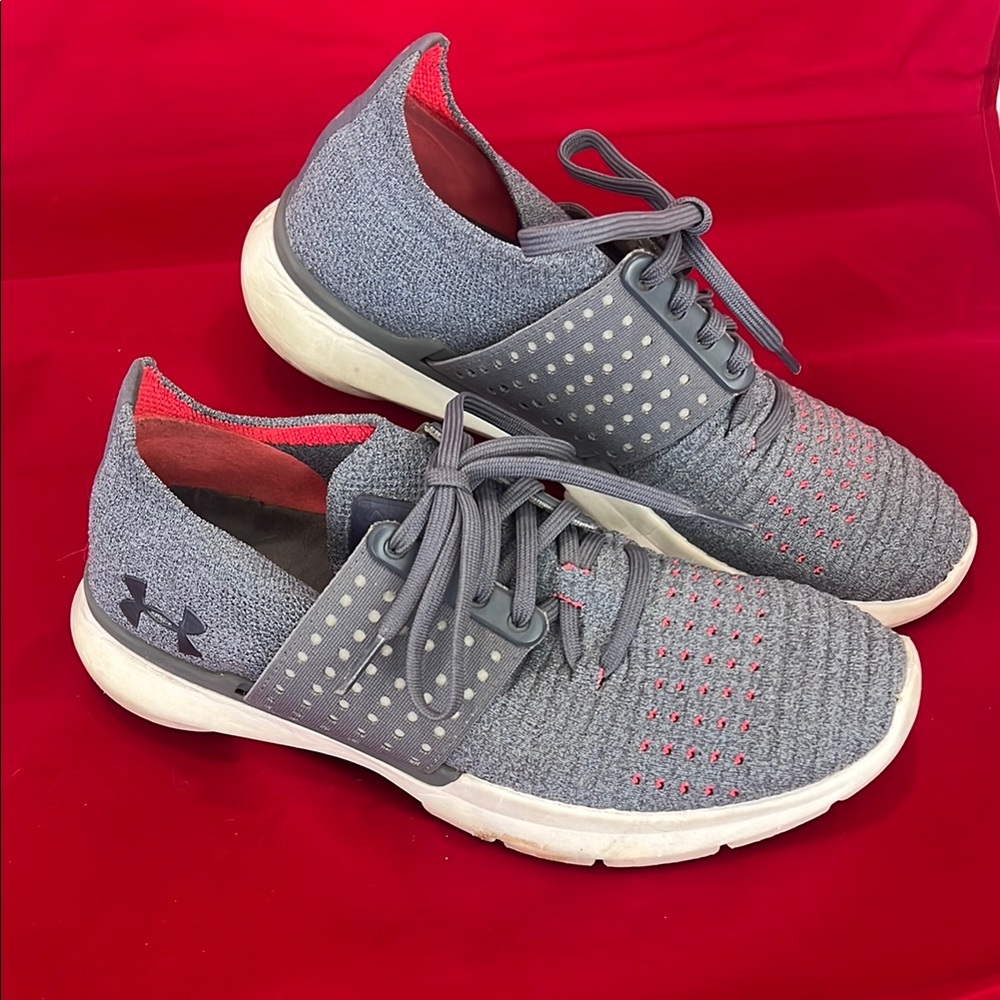 Under Armour Gray and Red Sneakers Lightweight and Breathable
